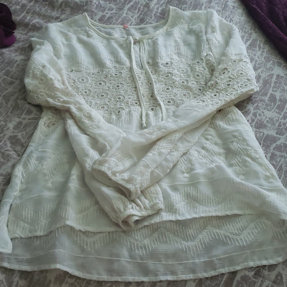 Cream long sleeve blouse